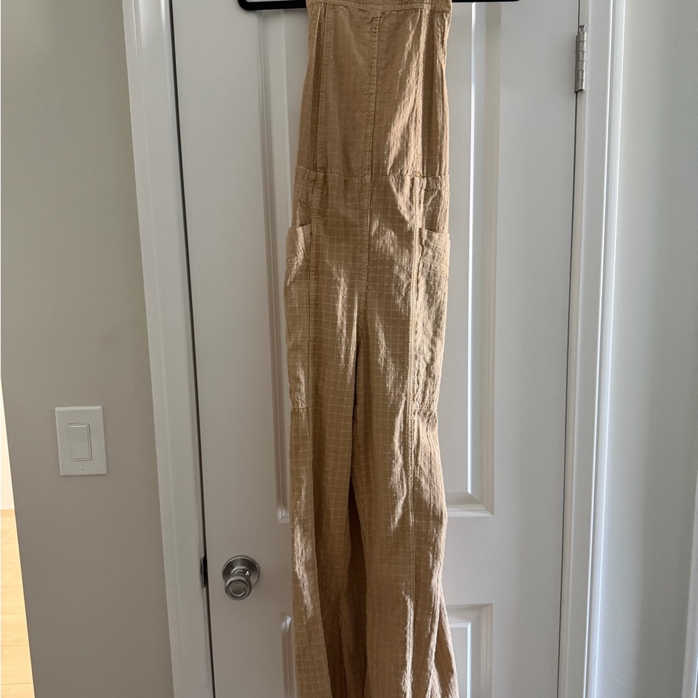 Free People Wide Leg Savannah Overall Jumpsuit in Gosling - Picture 3 of 7